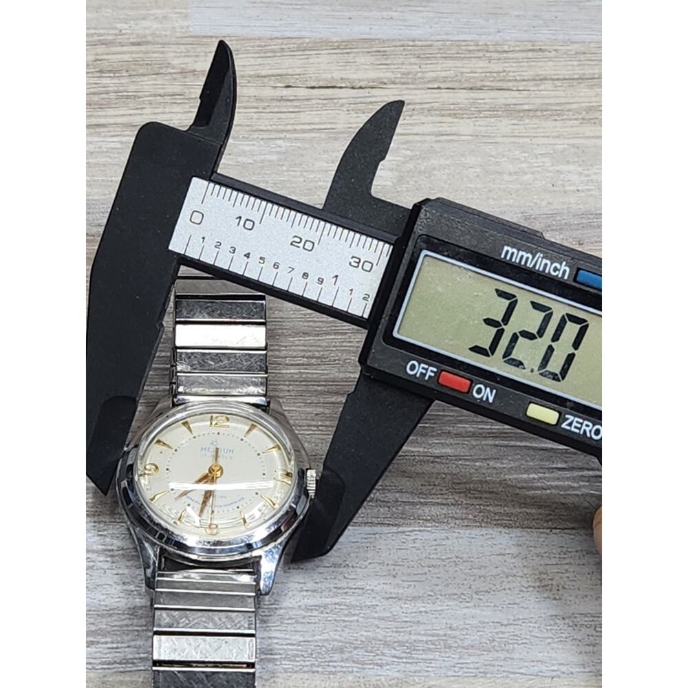 Vintage Melbun Incabloc Watch Mens 17 Jewels White Dial Military 1950s, Working - Picture 7 of 8
